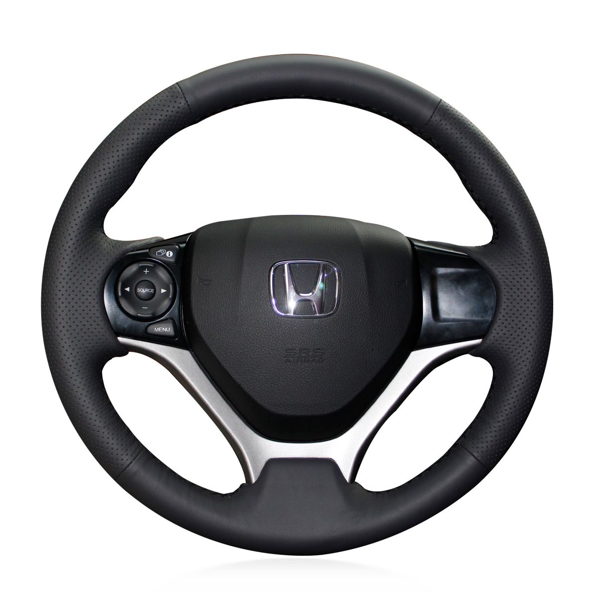 Loncky Auto Custom Fit OEM Black Genuine Leather Car Steering Wheel